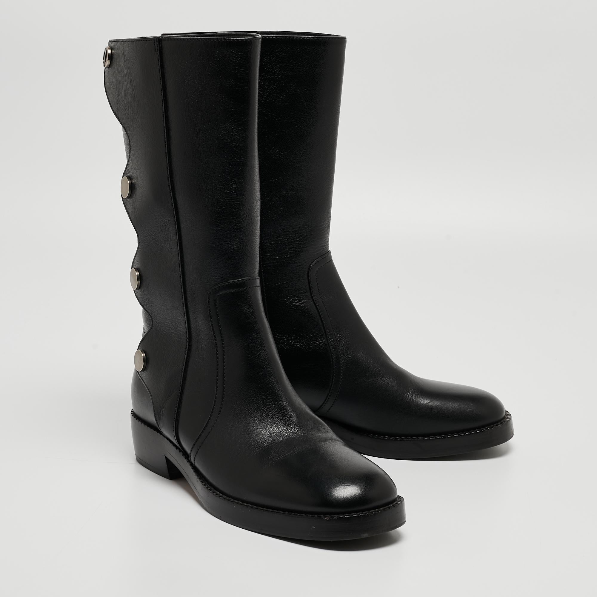 Dior Black Leather Moto Boots Size 36 Bon état - En vente à Dubai, Al Qouz 2