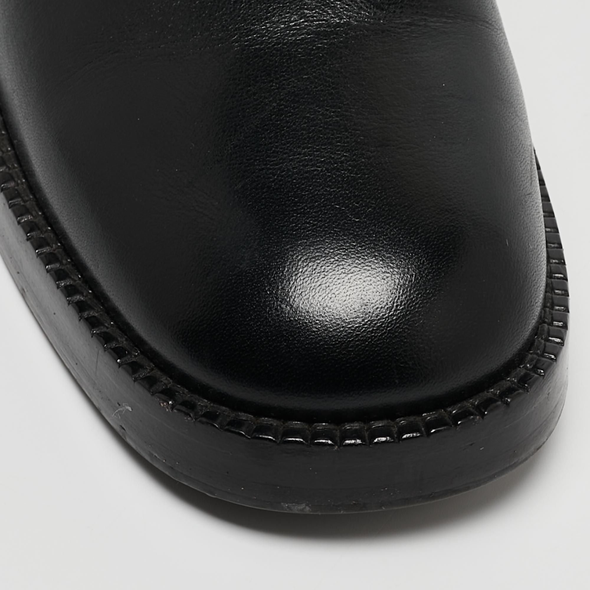 Dior Black Leather Moto Boots Size 36 en vente 2