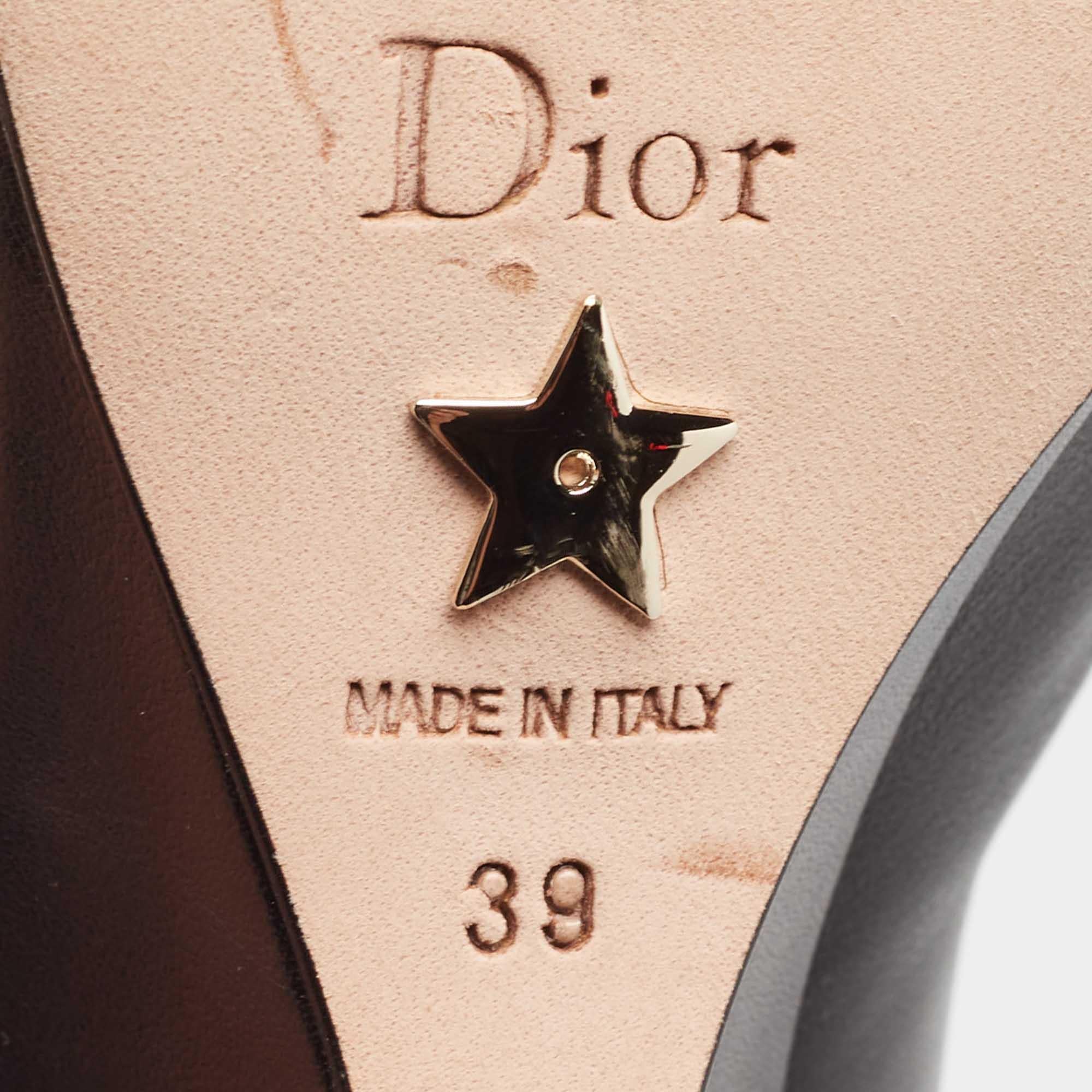 Dior Black Leather Naughtily-D Wedge Boots Size 39 For Sale 2