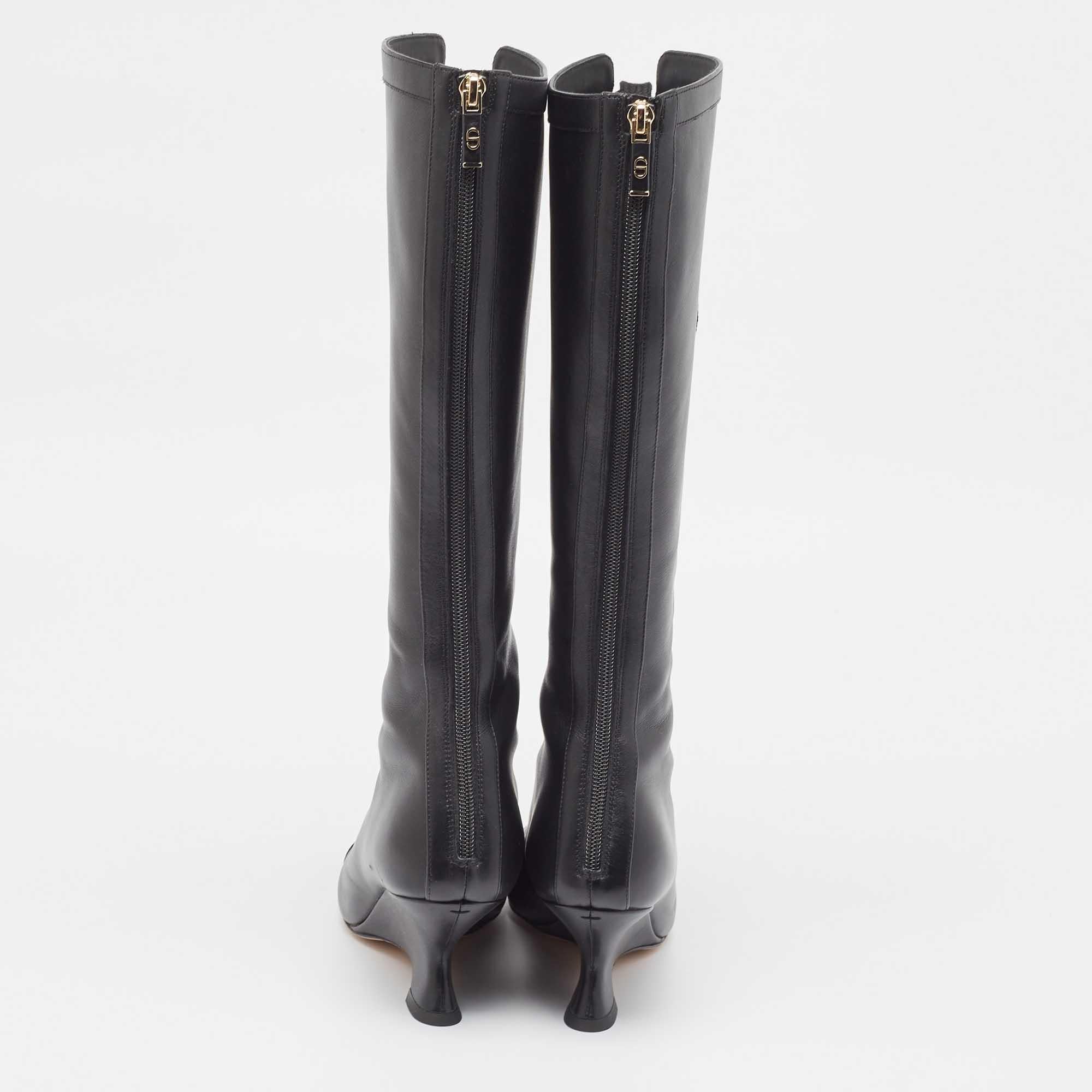Dior Black Leather Naughtily-D Wedge Boots Size 39 For Sale 3