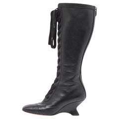 Dior Schwarze Naughtily-D Keilstiefel aus Leder Größe 39