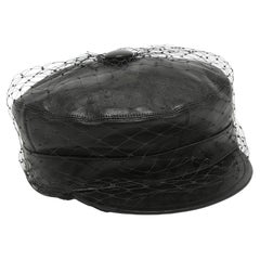 Dior - Casquette Newsboy en cuir noir
