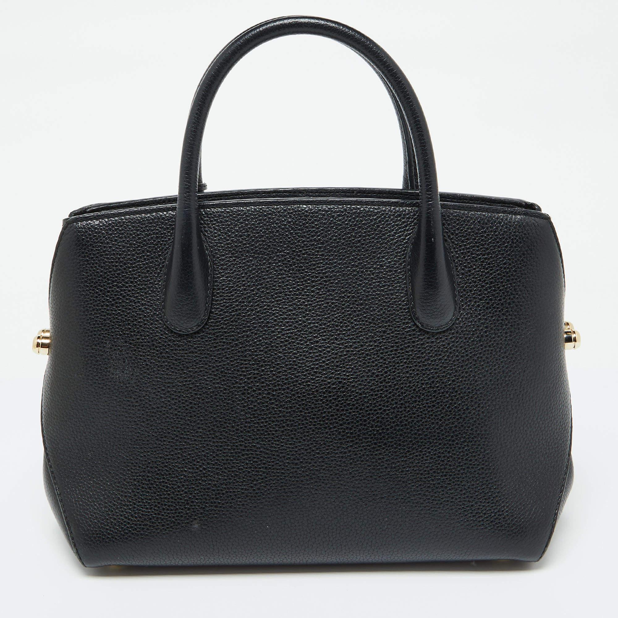 Women's Dior Black Leather Open Bar Tote