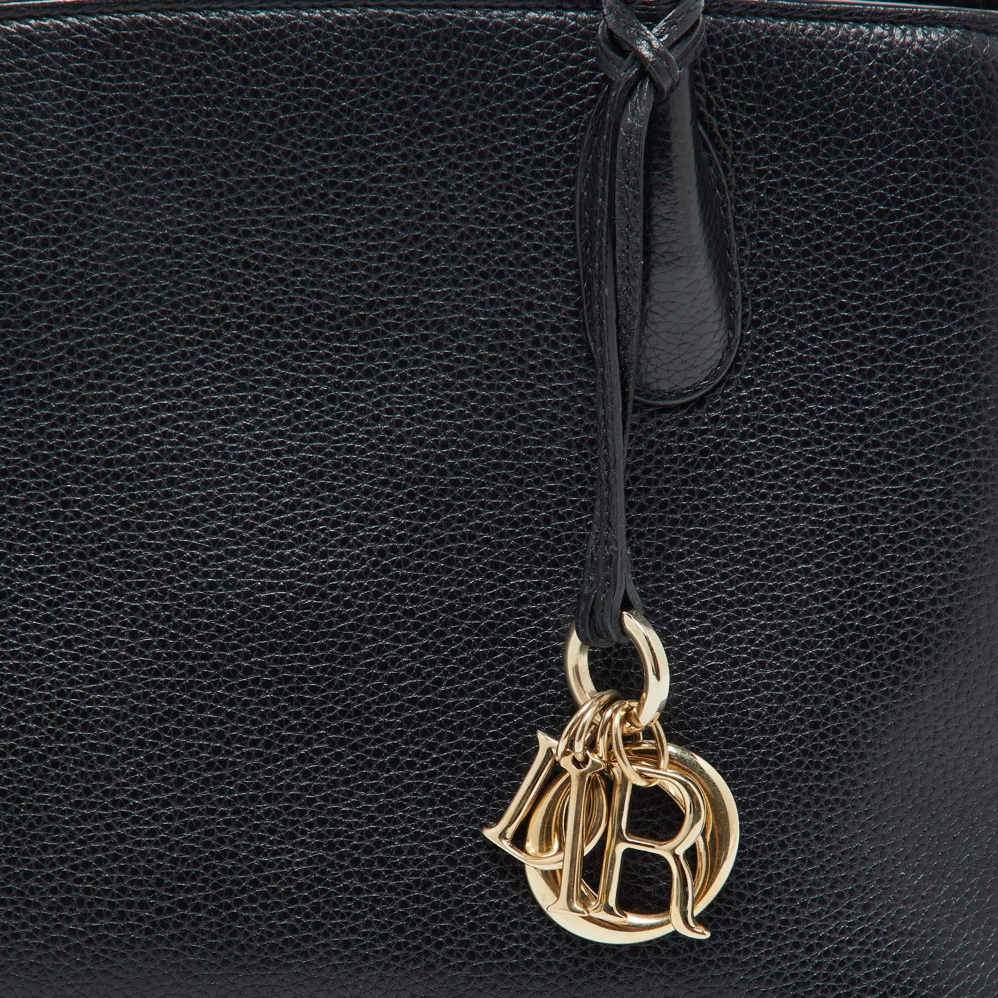 Dior Black Leather Open Bar Tote 1