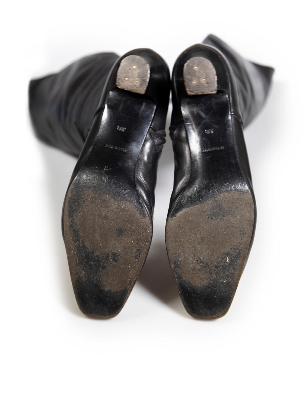 Dior Black Leather Over Knee Heeled Boots Size IT 38 Pour femmes en vente