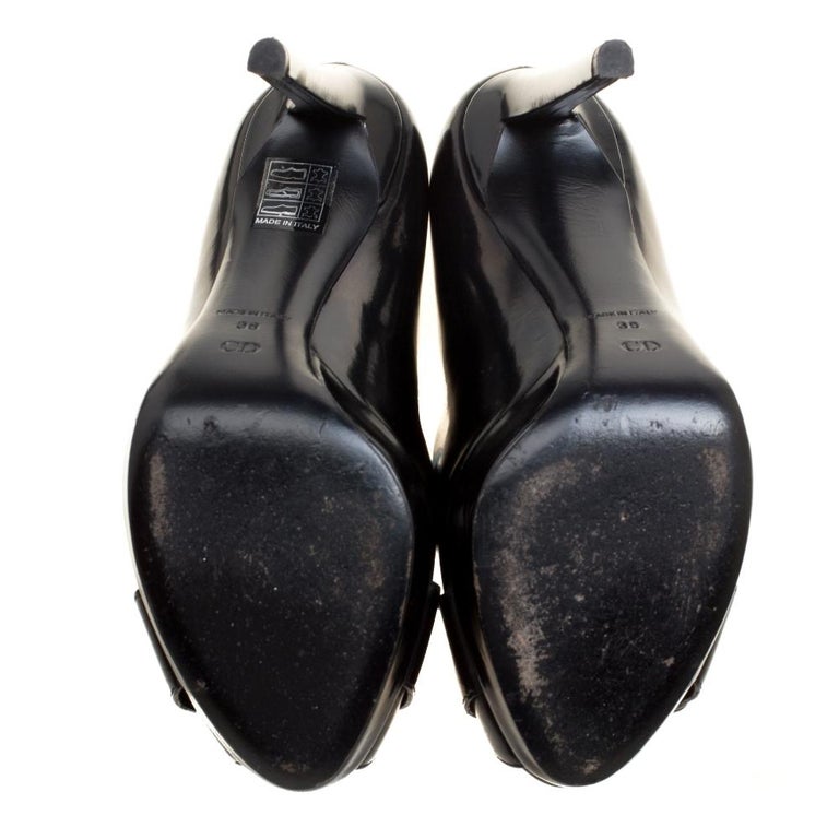 Dior Black Leather Peep Toe Platform Pumps Size 36 For Sale at 1stdibs