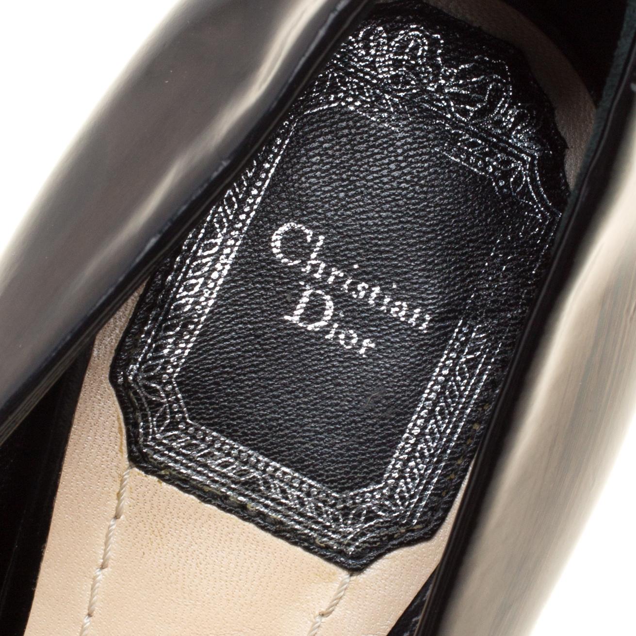 Dior Black Leather Peep Toe Platform Pumps Size 36 For Sale 2