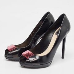 Dior, pelle nera, punta aperta, décolleté taglia 39.5