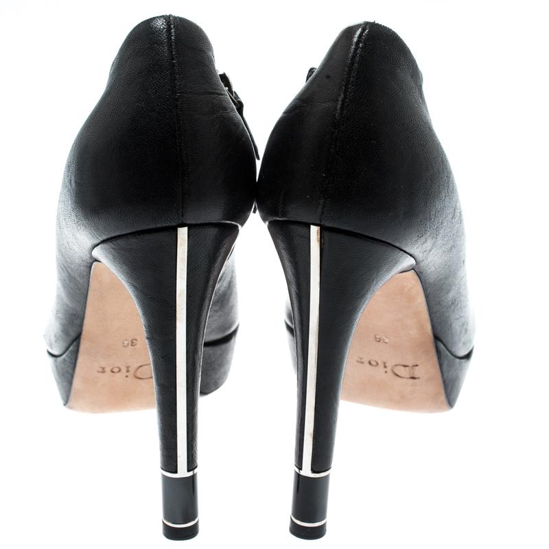Dior Black Leather Platform Ankle Booties Size 36 In Good Condition In Dubai, Al Qouz 2