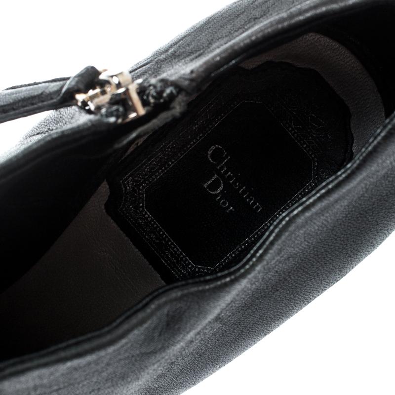 Dior Black Leather Platform Ankle Booties Size 36 1