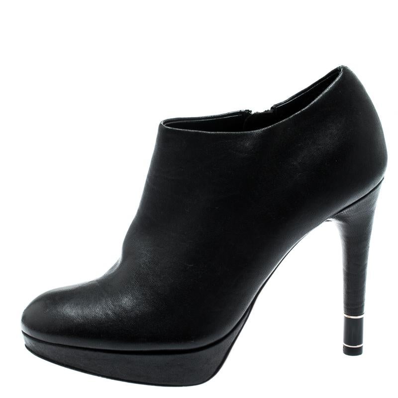 Dior Black Leather Platform Ankle Booties Size 36 2