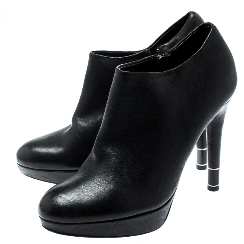Dior Black Leather Platform Ankle Booties Size 36 3