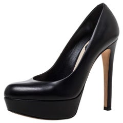 Dior - Décolleté con plateau in pelle nera misura 36