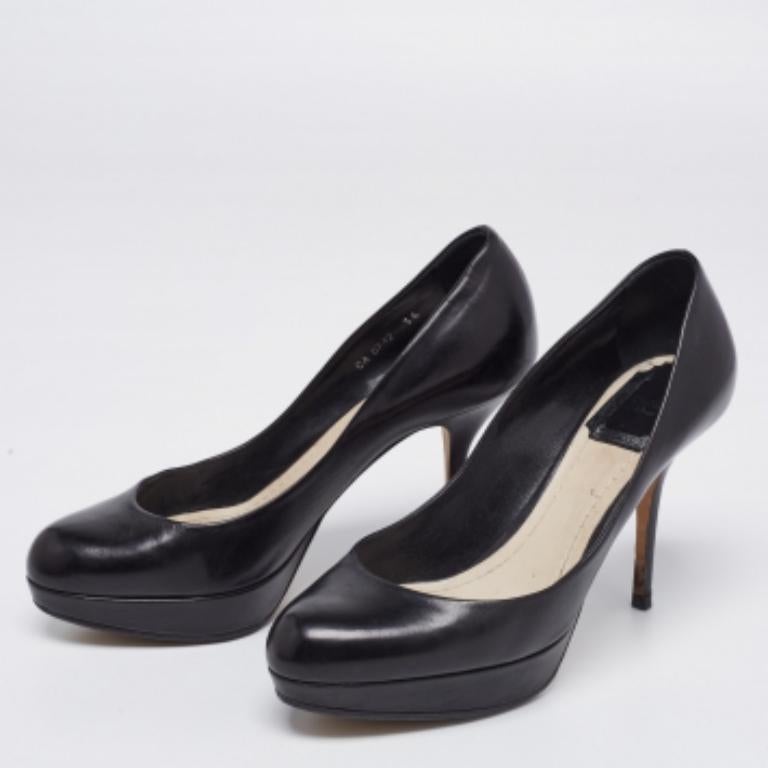 Dior Schwarze Plateau-Pumps aus Leder Größe 36 Damen im Angebot