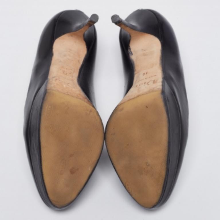 Dior Schwarze Plateau-Pumps aus Leder Größe 36 im Angebot 3