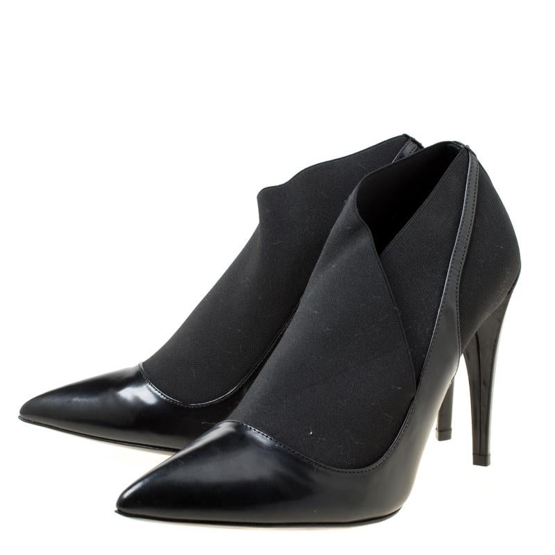 Dior Black Leather Pointed Toe Booties Size 39 1