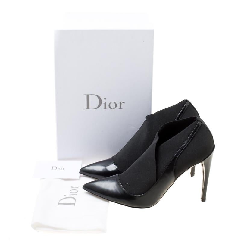 Dior Black Leather Pointed Toe Booties Size 39 4