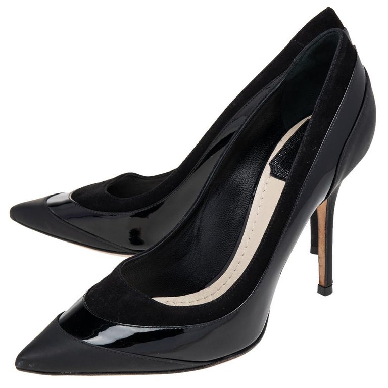 DIOR 26S POINTED-TOE HIGH HEELS 35MM IN BLACK CALFSKIN GOLD HARDWARE