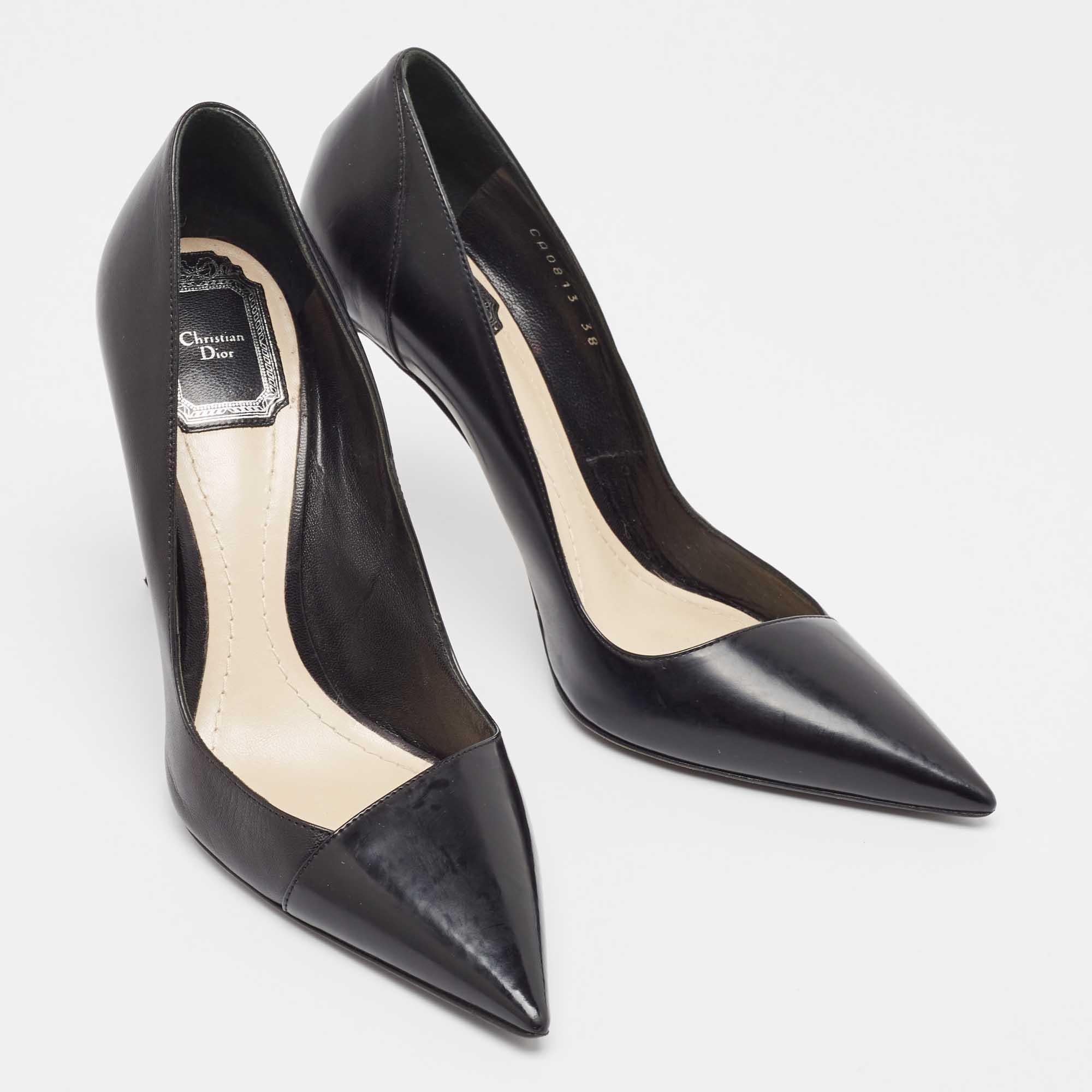 Women's Dior Black Leather Pointed Toe Pumps Size 38