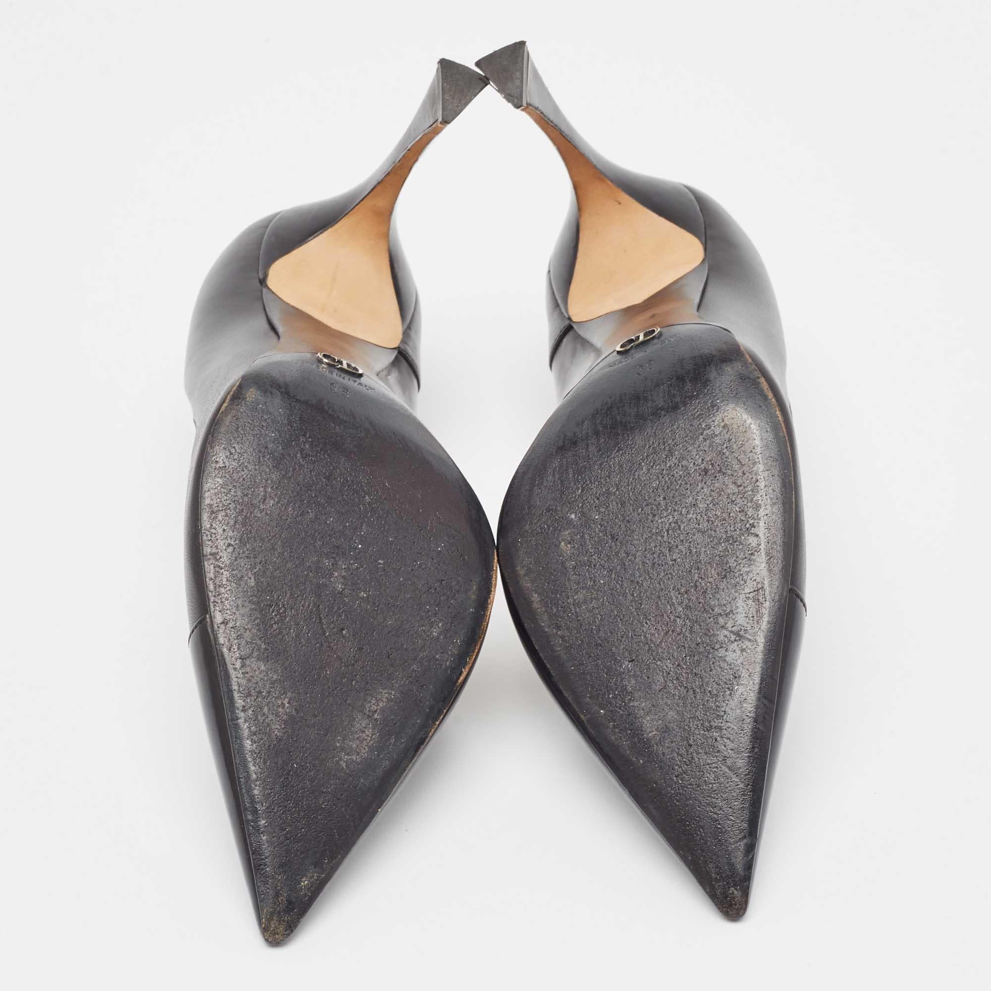 Dior Black Leather Pointed Toe Pumps Size 38 2