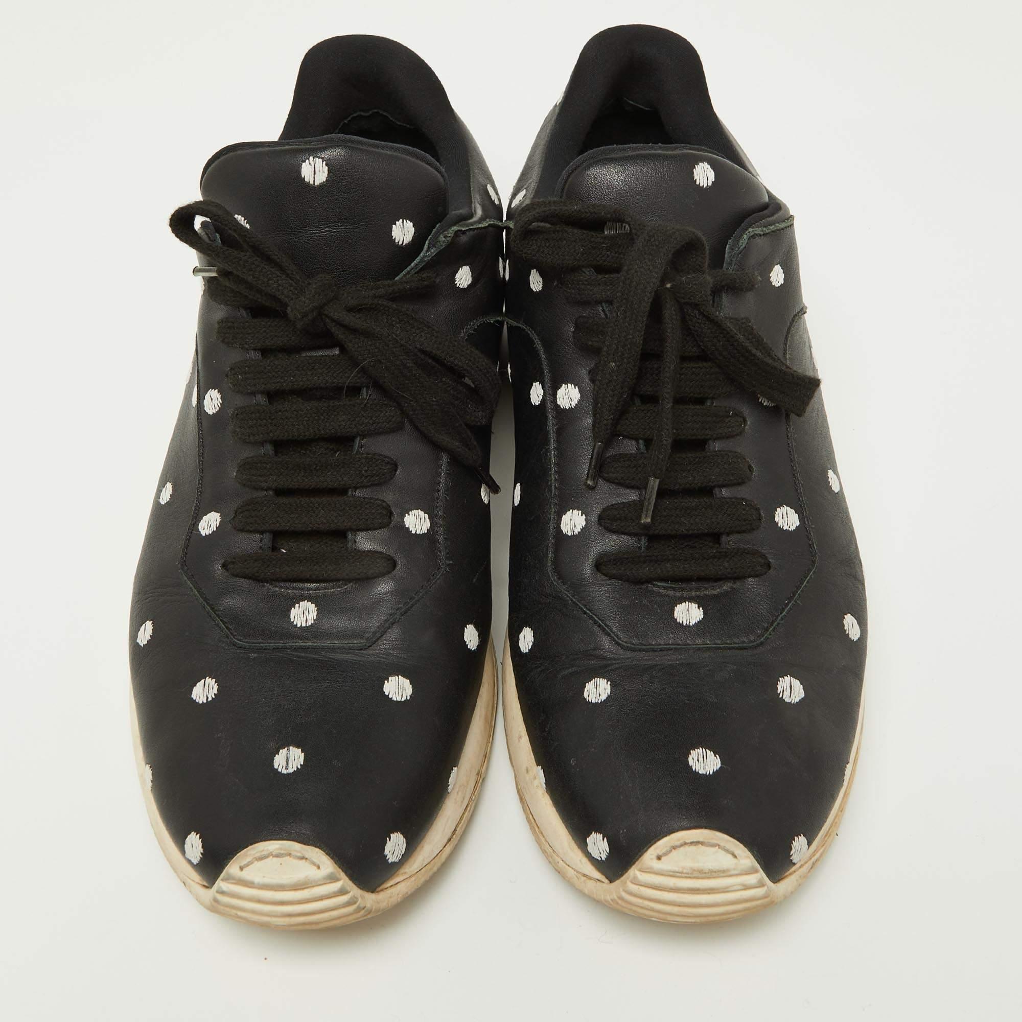 Nero Dior - Scarpe da ginnastica basse in pelle nera con Dot Dot Dot Taglia 41 in vendita