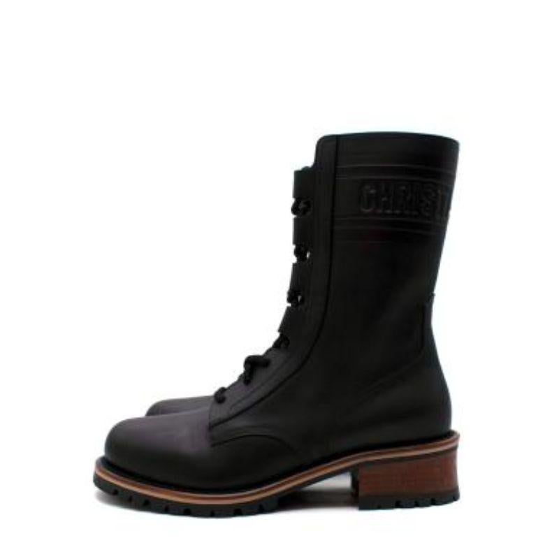 Women's Dior Black Leather Quest Lace-Up Boots For Sale