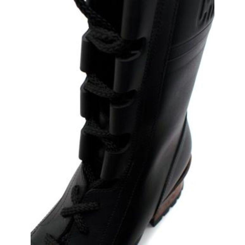 Dior Black Leather Quest Lace-Up Boots For Sale 2