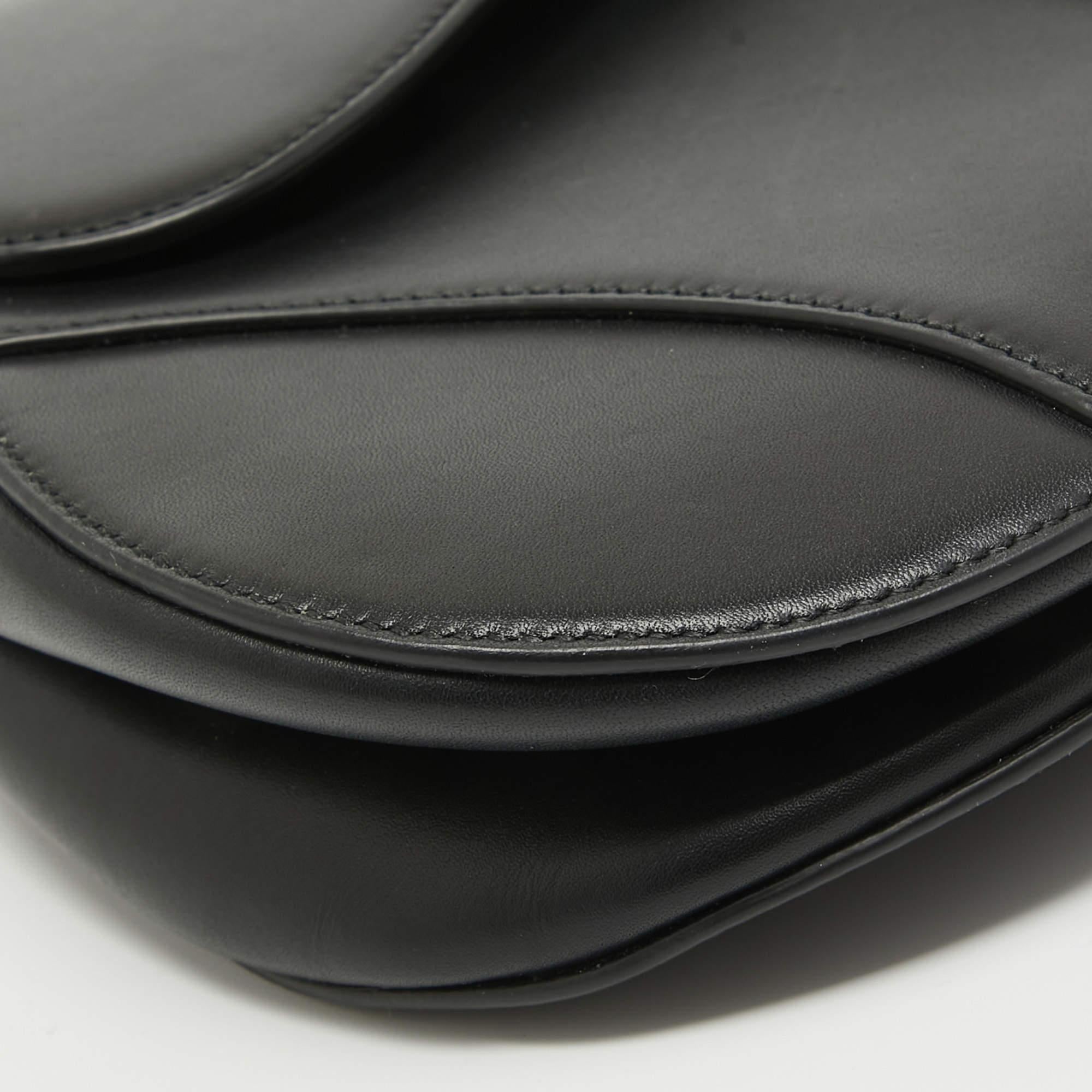 Dior Black Leather Saddle Bag For Sale 6