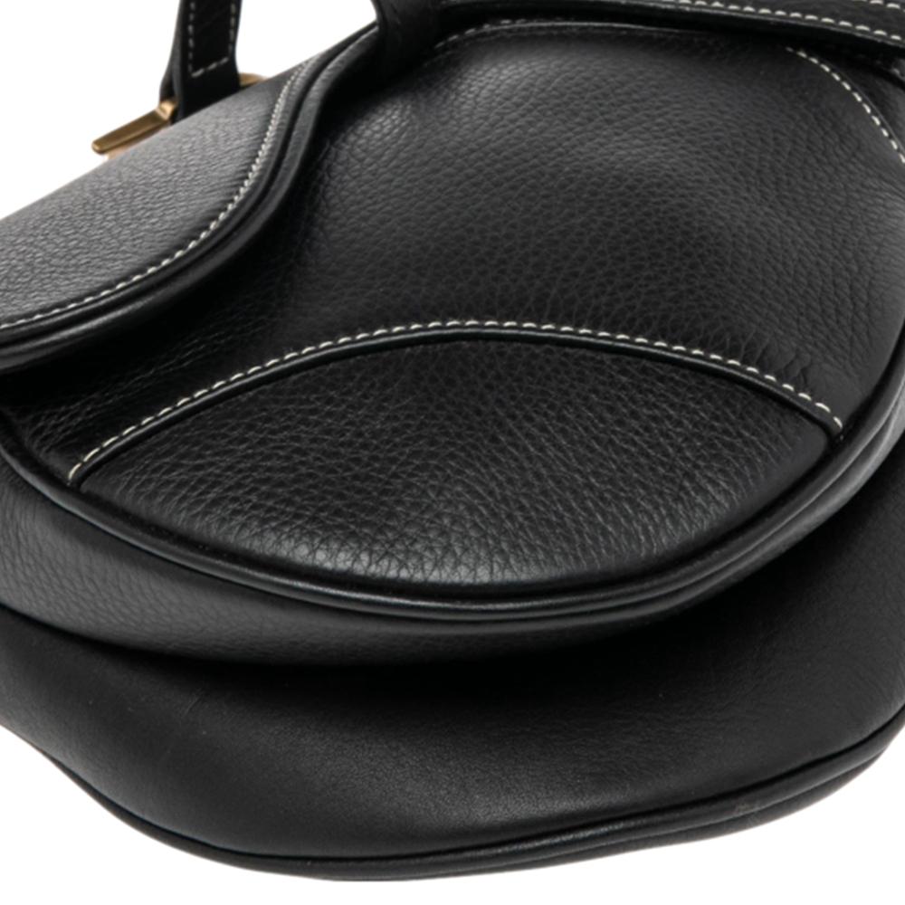 Dior Black Leather Saddle Bag 4