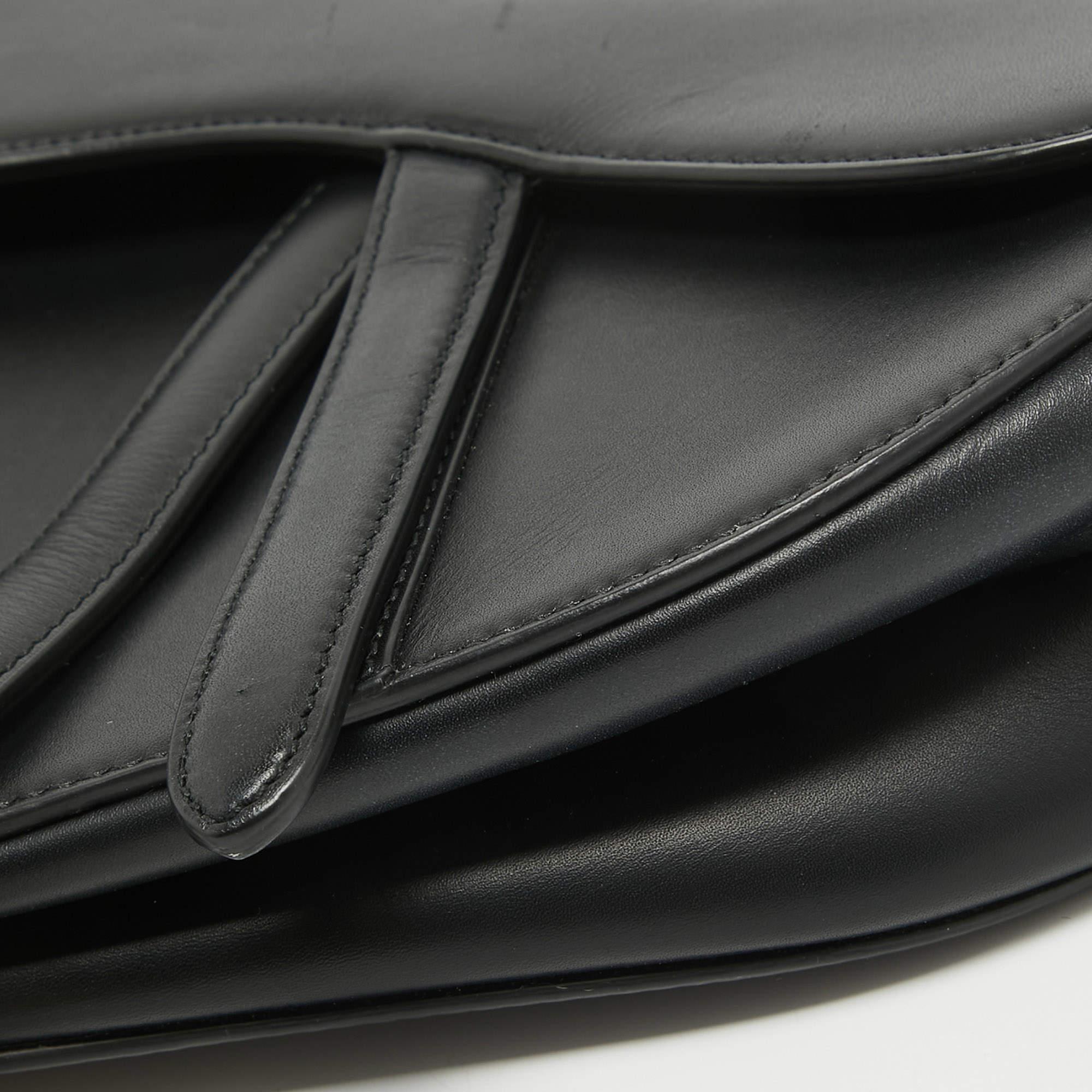 Dior Black Leather Saddle Bag For Sale 7