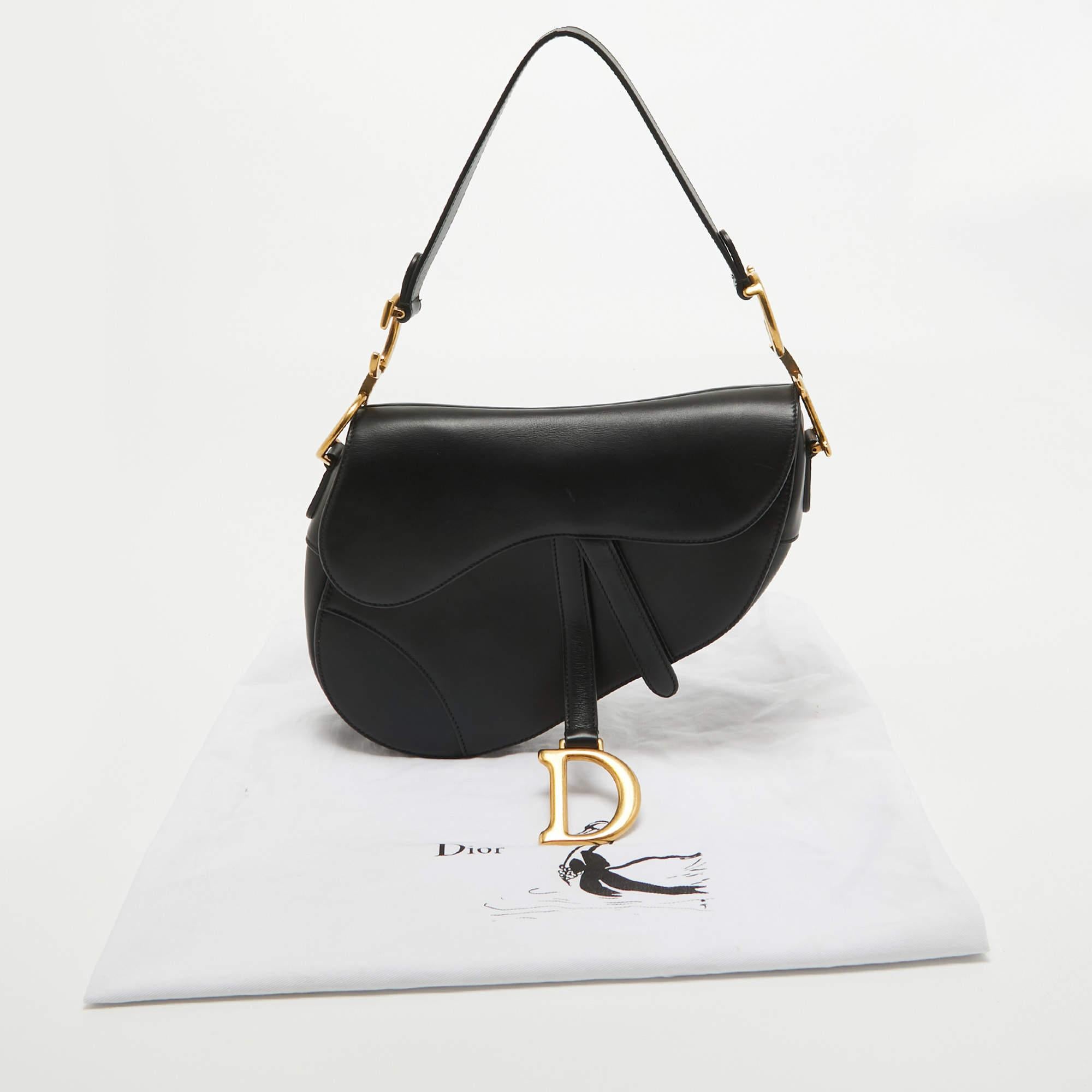 Dior Black Leather Saddle Bag For Sale 10
