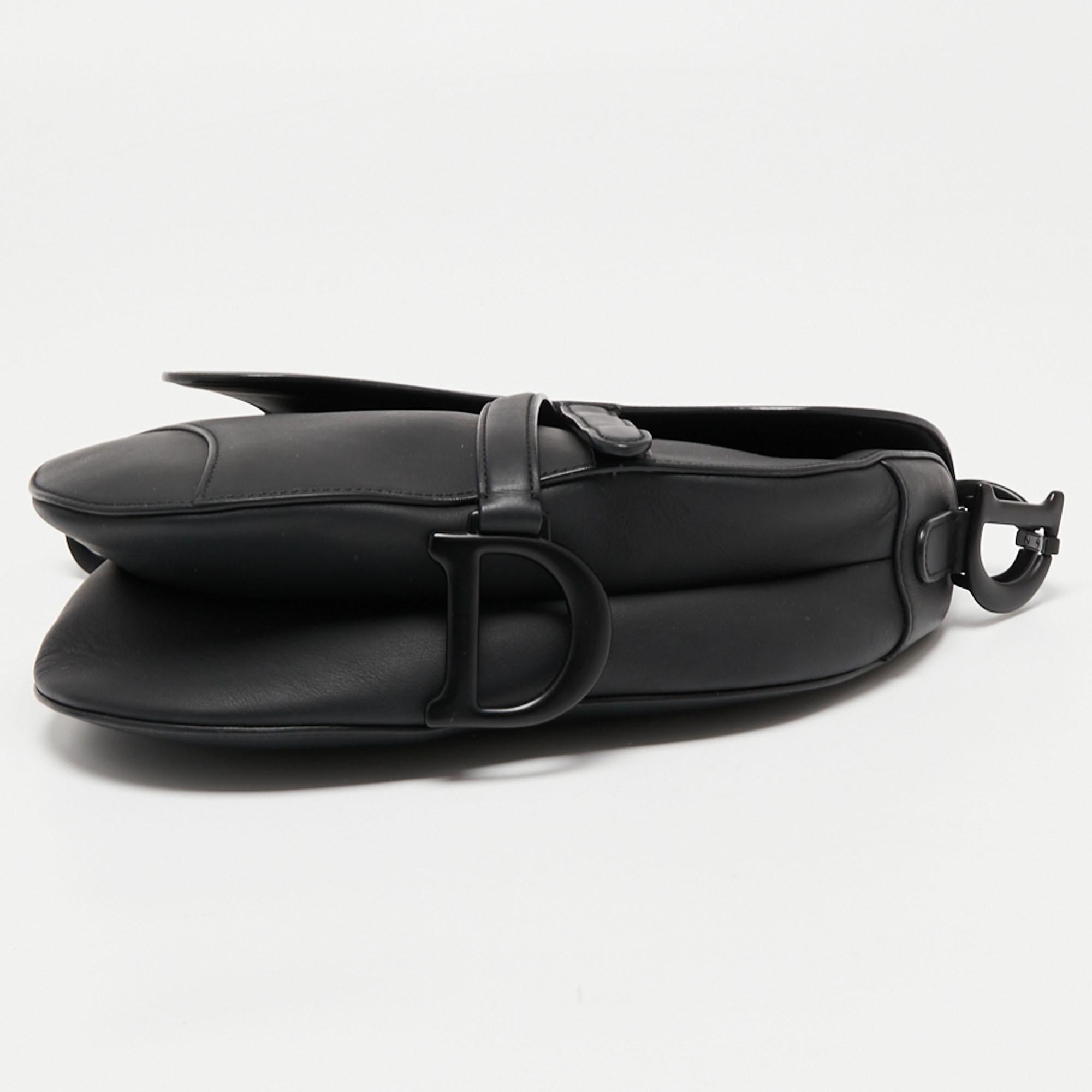 Dior Black Leather Saddle Bag 1