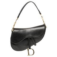 Dior Black Leather Saddle Bag