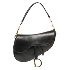 Dior Black Leather Saddle Bag