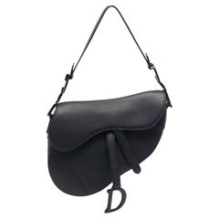 Dior Satteltasche aus schwarzem Leder