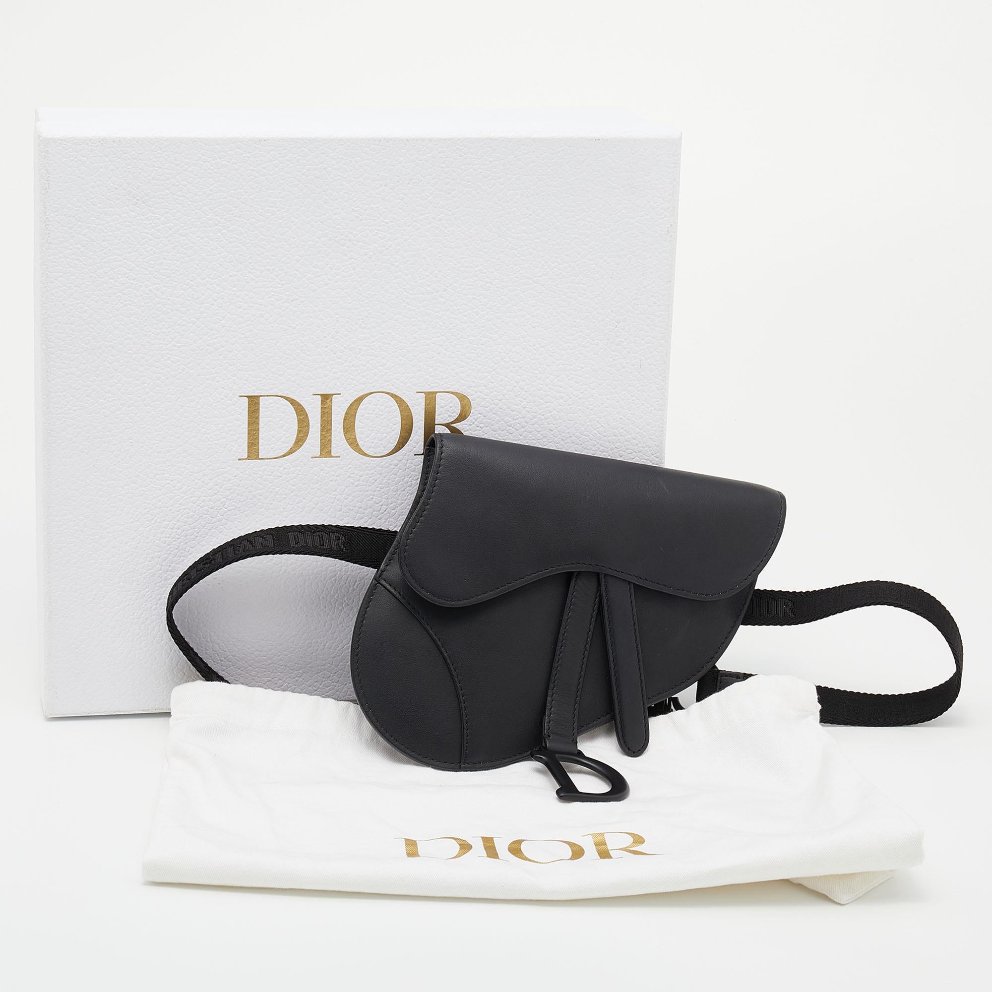 Dior Black Leather Saddle Belt Bag 8