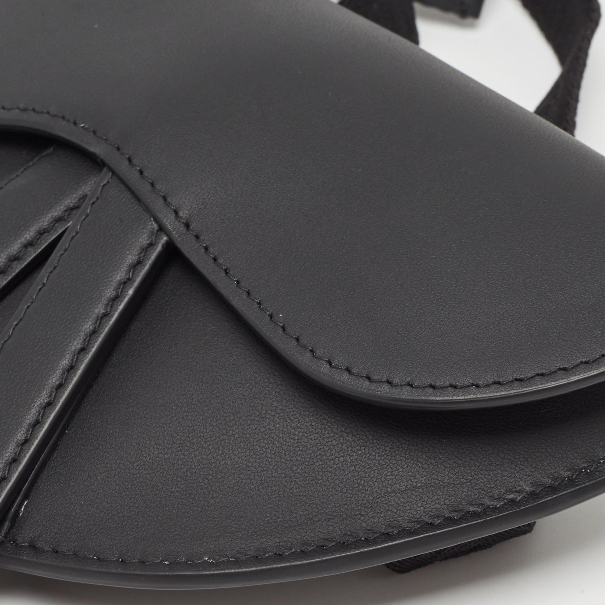 Dior Black Leather Saddle Belt Bag For Sale 2