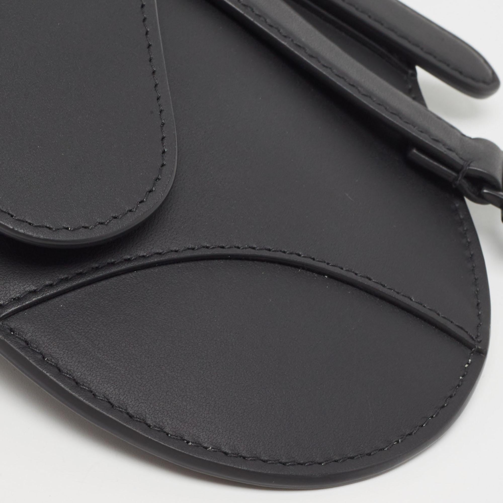 Dior Black Leather Saddle Belt Bag For Sale 3