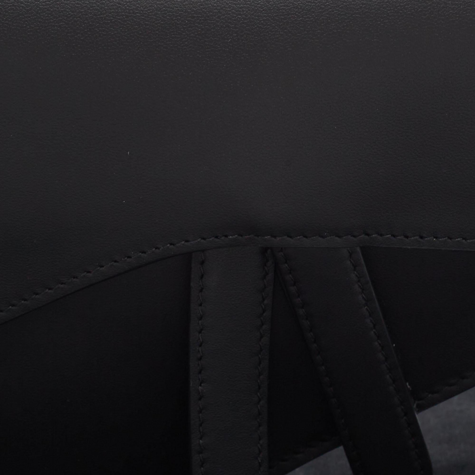 Dior Black Leather Saddle Belt Bag For Sale 4