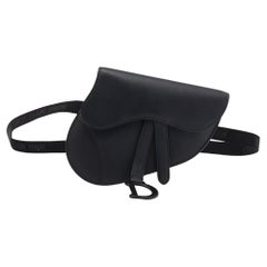 Used Dior Black Leather Saddle Belt Bag