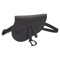 Used Dior Black Leather Saddle Belt Bag