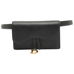 Dior Black Leather Saddle Belt Pouch