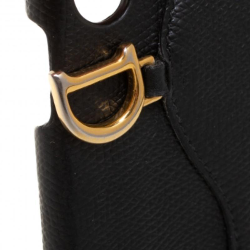 Custodia per iPhone X Dior in pelle nera Saddle in vendita 1
