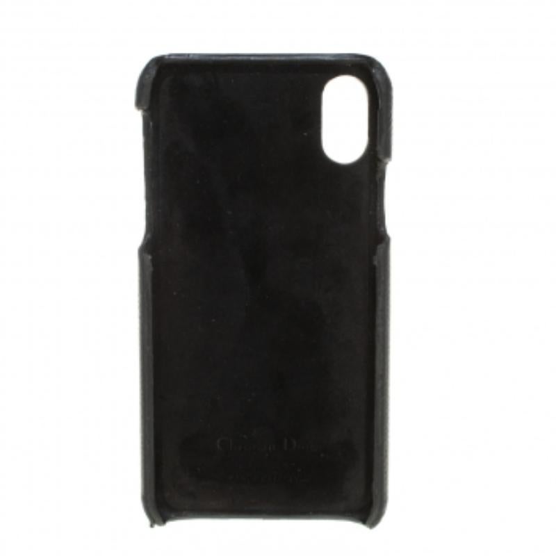 Custodia per iPhone X Dior in pelle nera Saddle in vendita 4