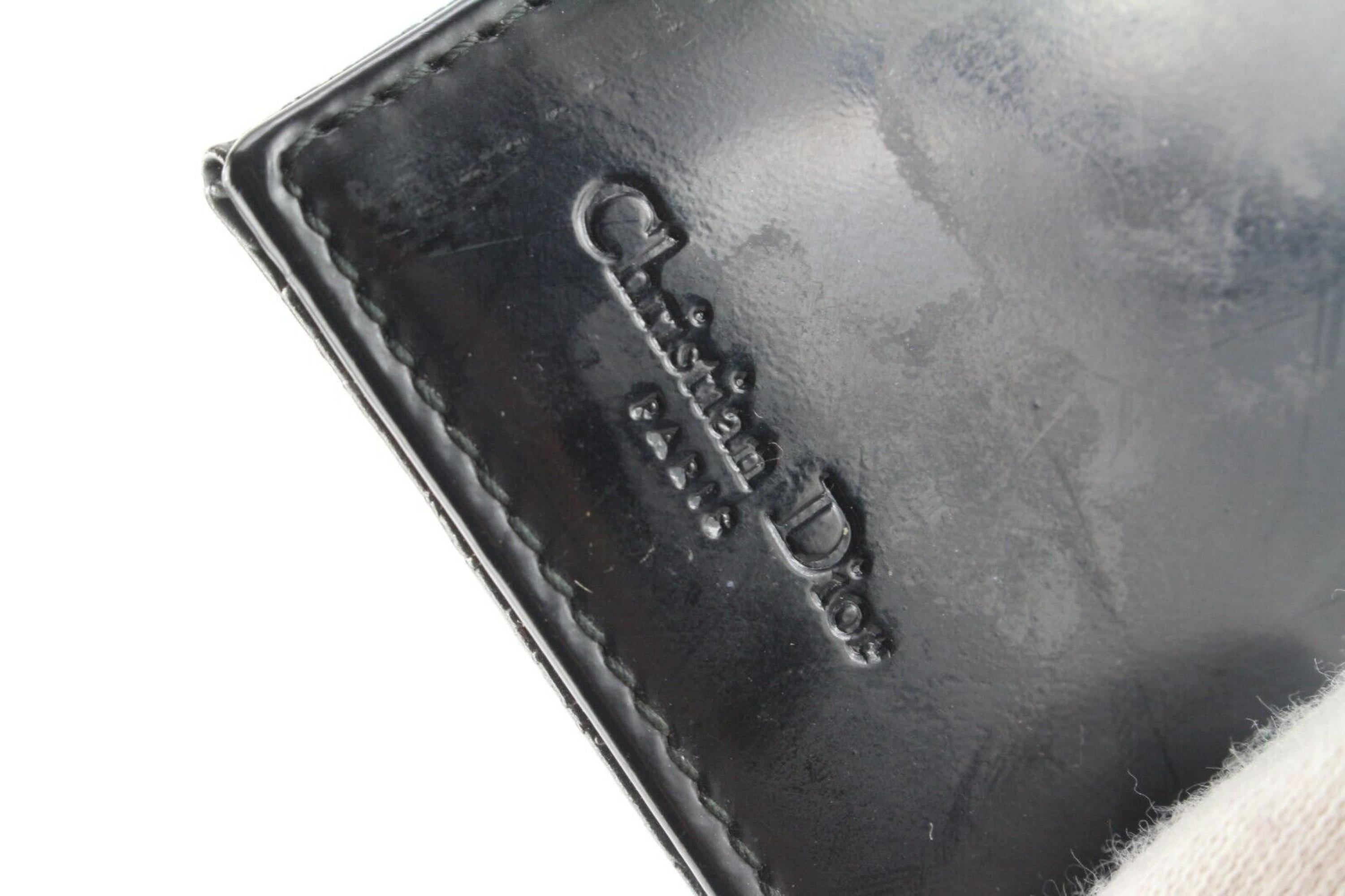 Dior Black Leather Saddle Wallet with Mini Trotter Monogram Logos 1D0501 In Good Condition For Sale In Dix hills, NY