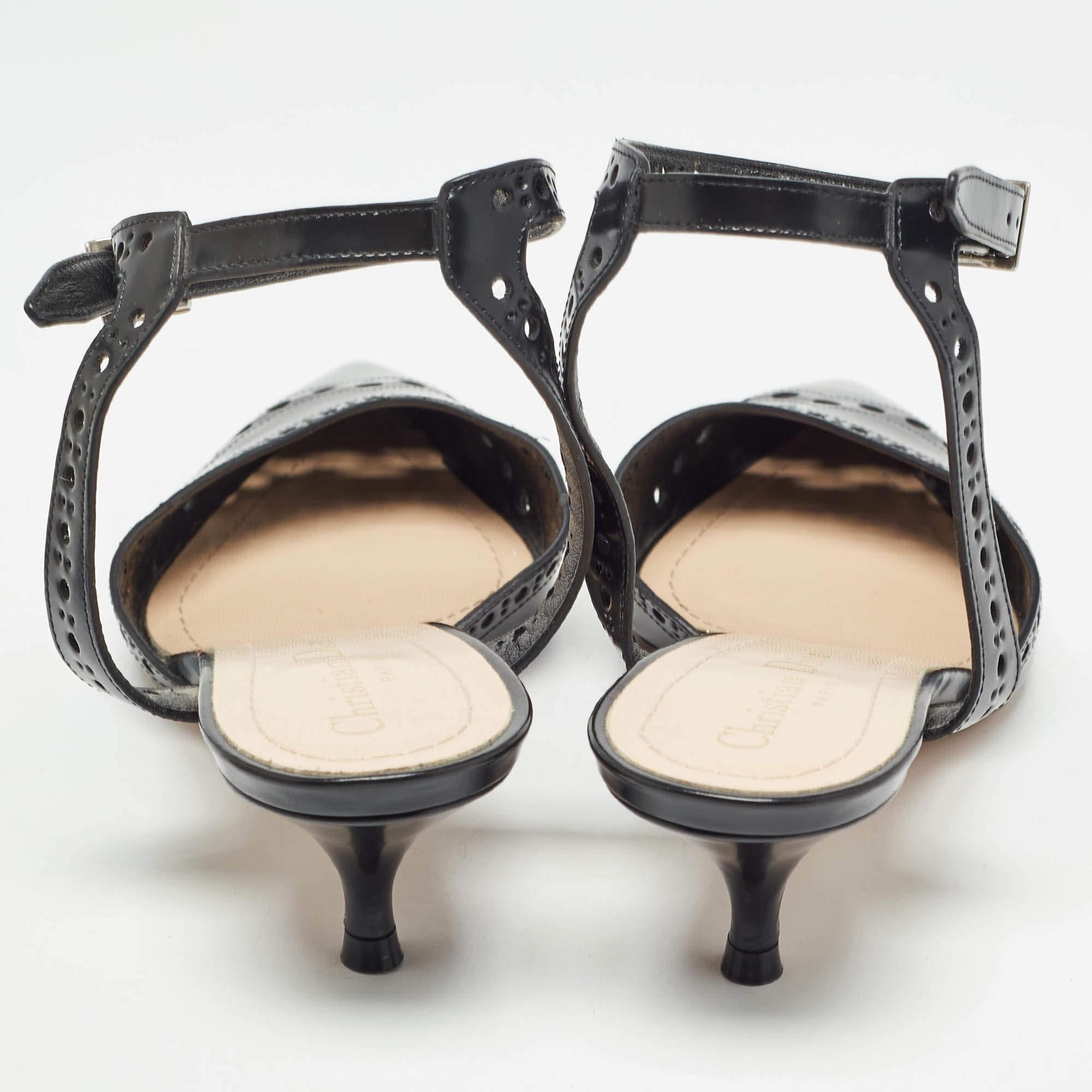 Dior Black Leather Slingback Pumps Size 37.5 1