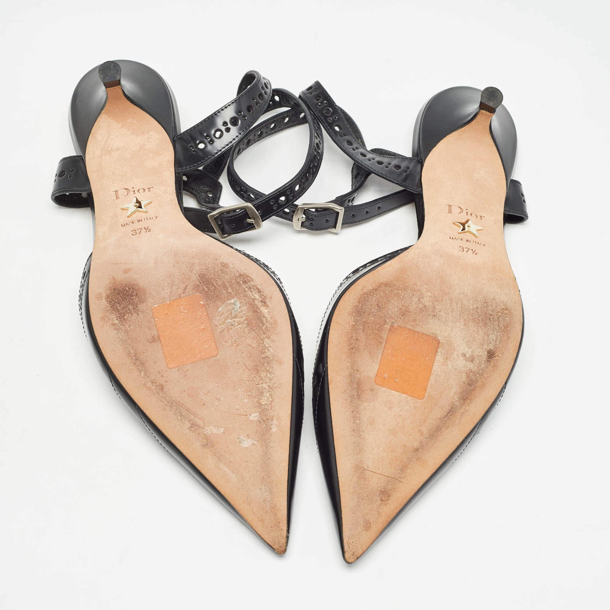 Dior Black Leather Slingback Pumps Size 37.5 2