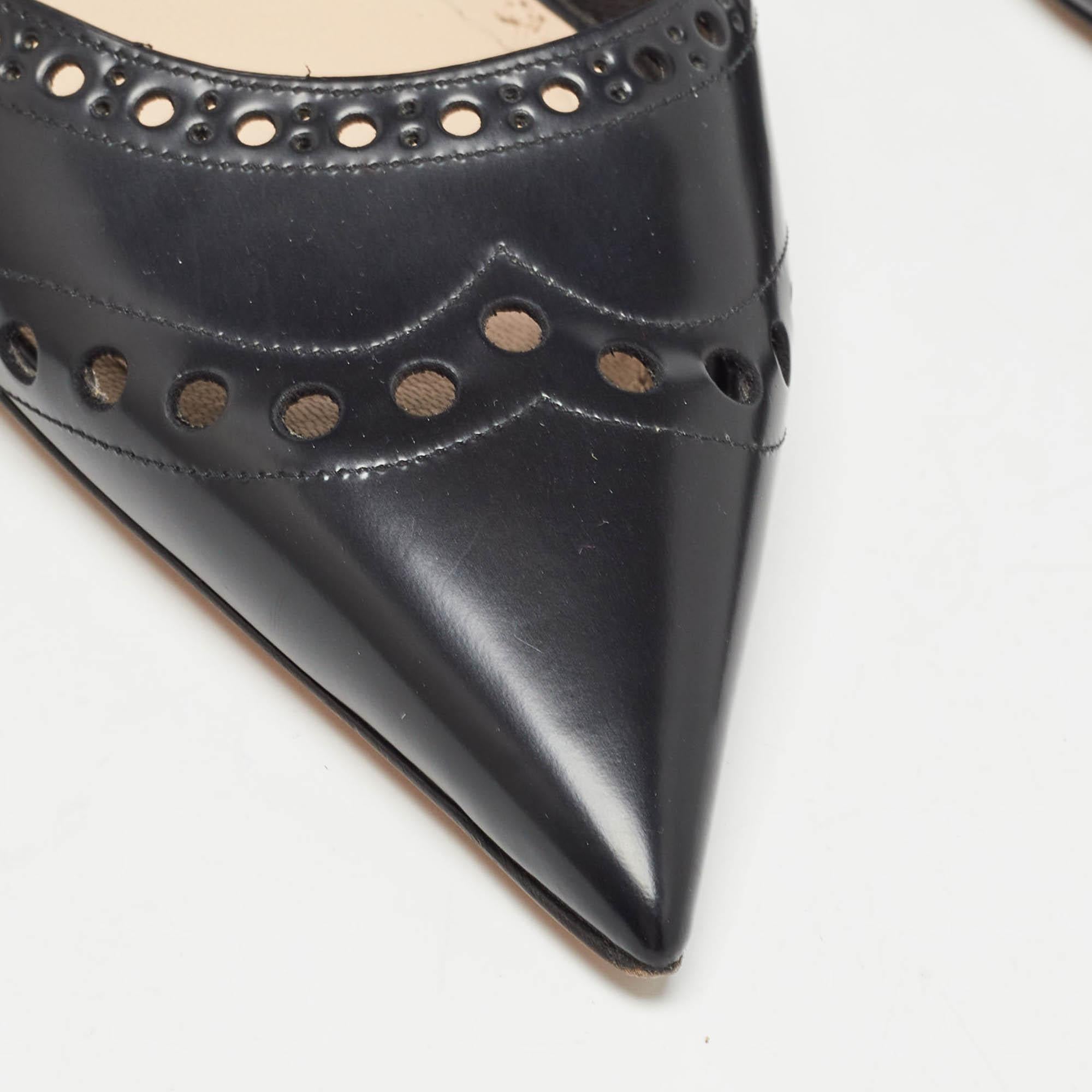 Dior Black Leather Slingback Pumps Size 37.5 3