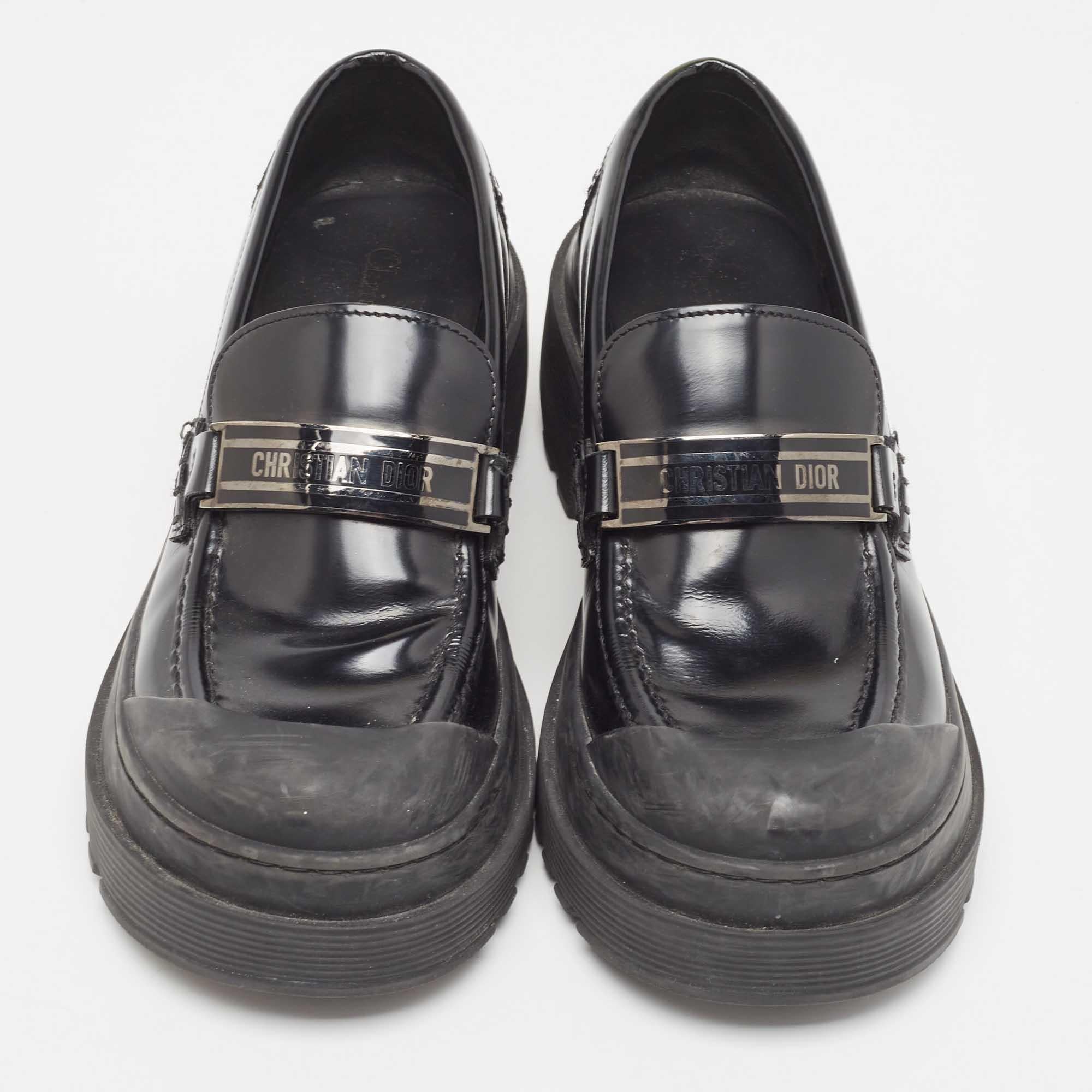 Dior Black Leather Slip On Loafers Size 36 For Sale 1