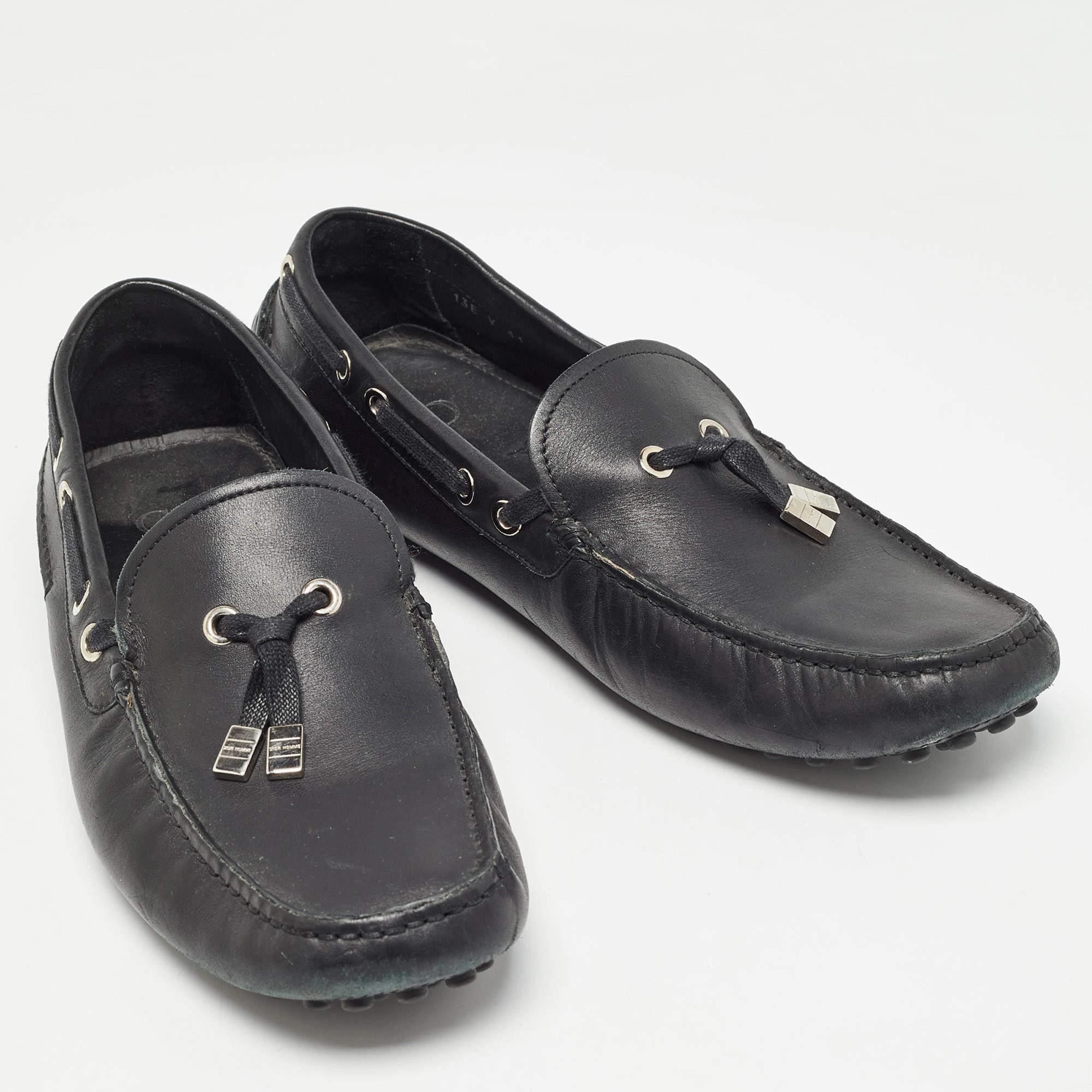 Men's Dior Black Leather Slip On Loafers Size 41